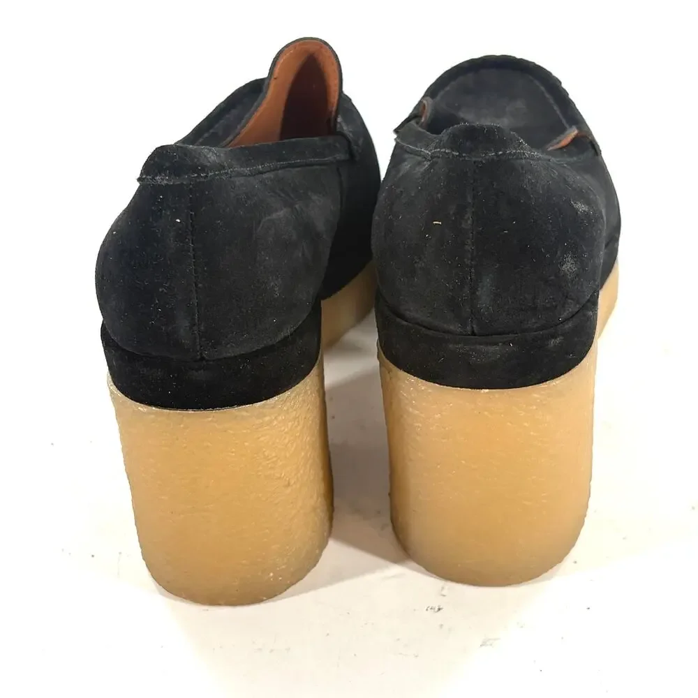 Marc Fisher Lina Platform Loafers 11 Black Suede NWOT Heels Pumps 90s Y2K